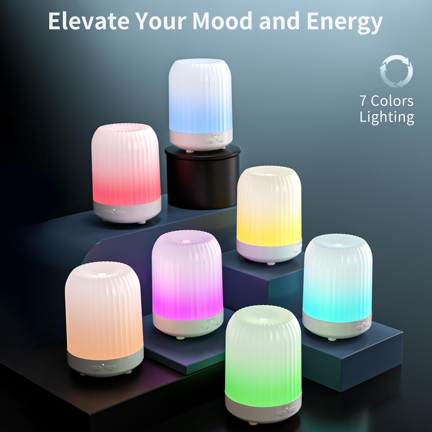 Essential Oil Diffuser for Bedroom, Quiet Humidifiers for Home, Ultrasonic 250ML Small Aromatherapy Diffuser, 7 LED Color Safety Auto-Off Timer, for Baby Bedroom, Hotel, Plant, White Pattern - Image 6
