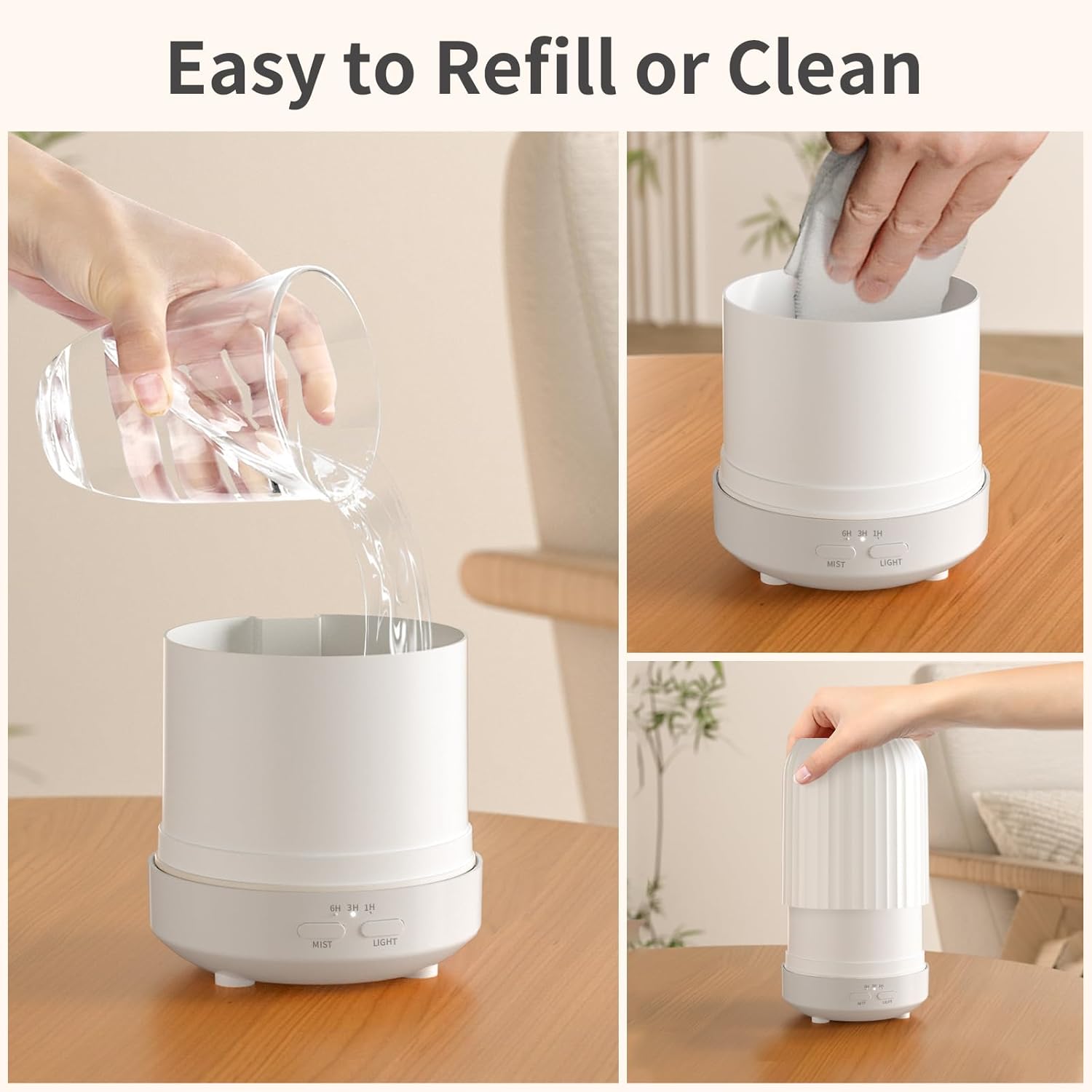 Essential Oil Diffuser for Bedroom, Quiet Humidifiers for Home, Ultrasonic 250ML Small Aromatherapy Diffuser, 7 LED Color Safety Auto-Off Timer, for Baby Bedroom, Hotel, Plant, White Pattern - Image 4