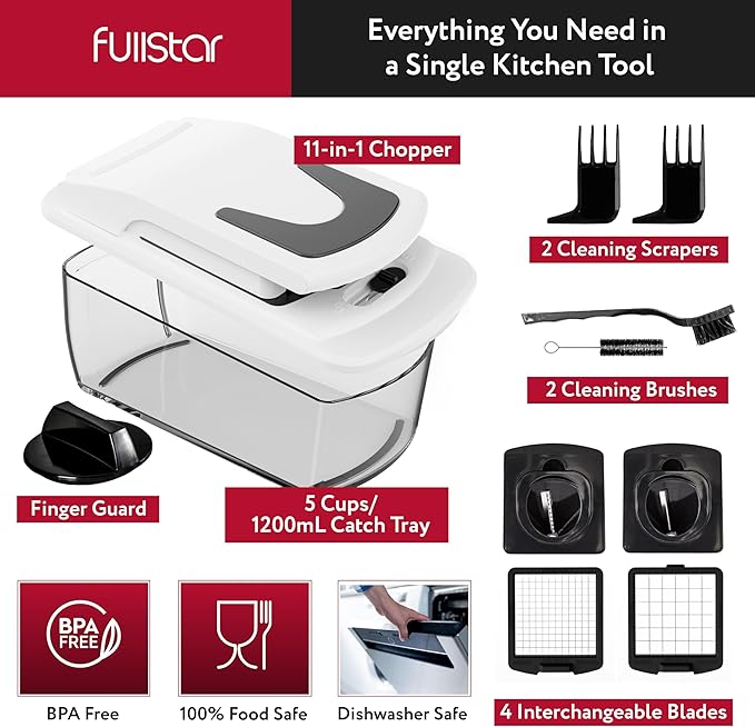 Fullstar Vegetable Chopper - Food Chopper (4 in 1, White) - Image 4